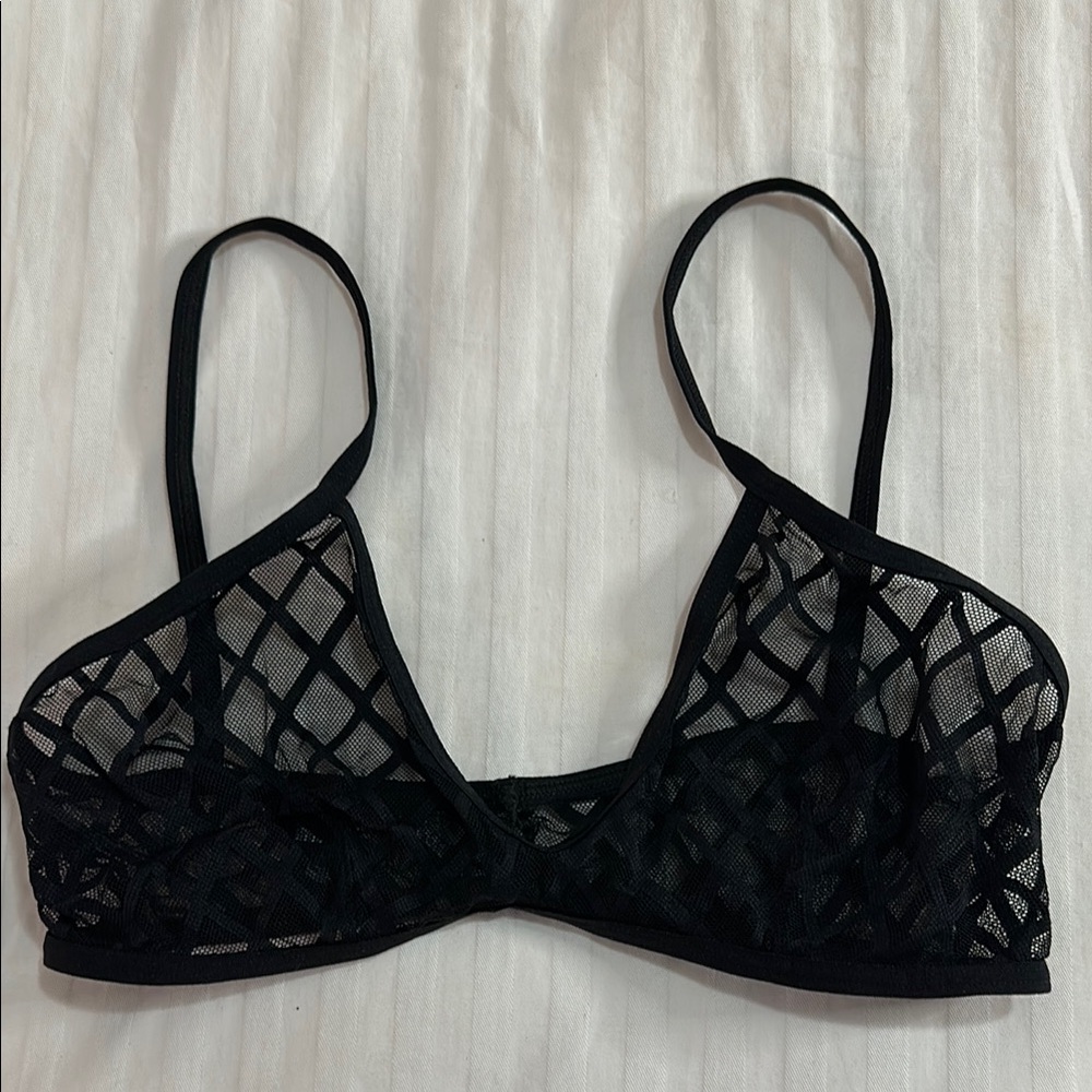 Y2K American Apparel Mesh Diamond Print Bralette 2000’s Vintage